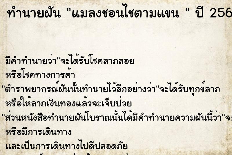 ทำนายฝัน แมลงชอนไชตามแขน 